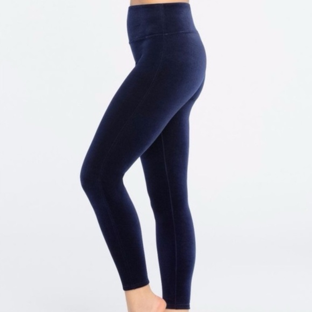 Spanx blue velvet high waisted leggings